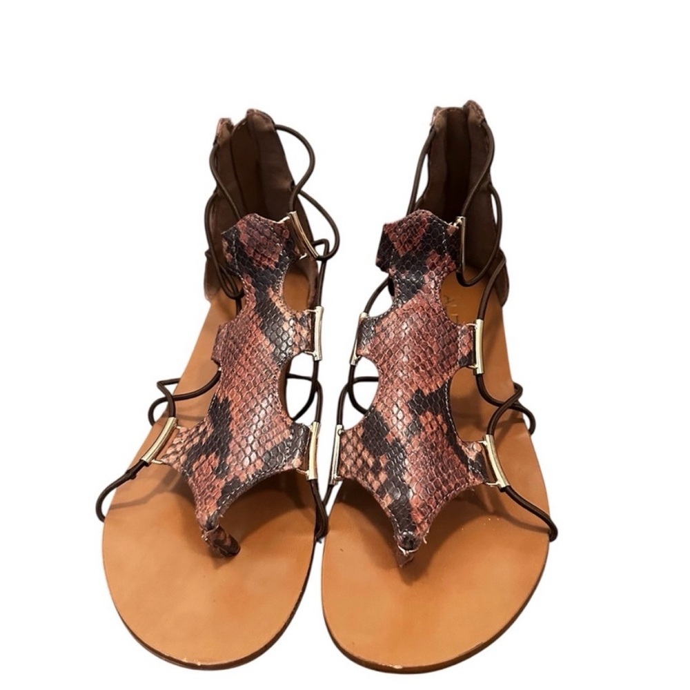 🤎 Brown and Black ALDO Animal Print Gladiator Sandals - Size 7.5